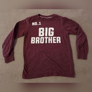 Carter's Youth size 5 Burgundy long sleeves No. 1 Big Brother shirt Number 1 #1